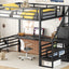 Cama loft de metal de tamaño completo con escritorio y opciones de almacenamiento