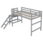 Premium Twin Loft Bed with Platform and Ladder in Grey