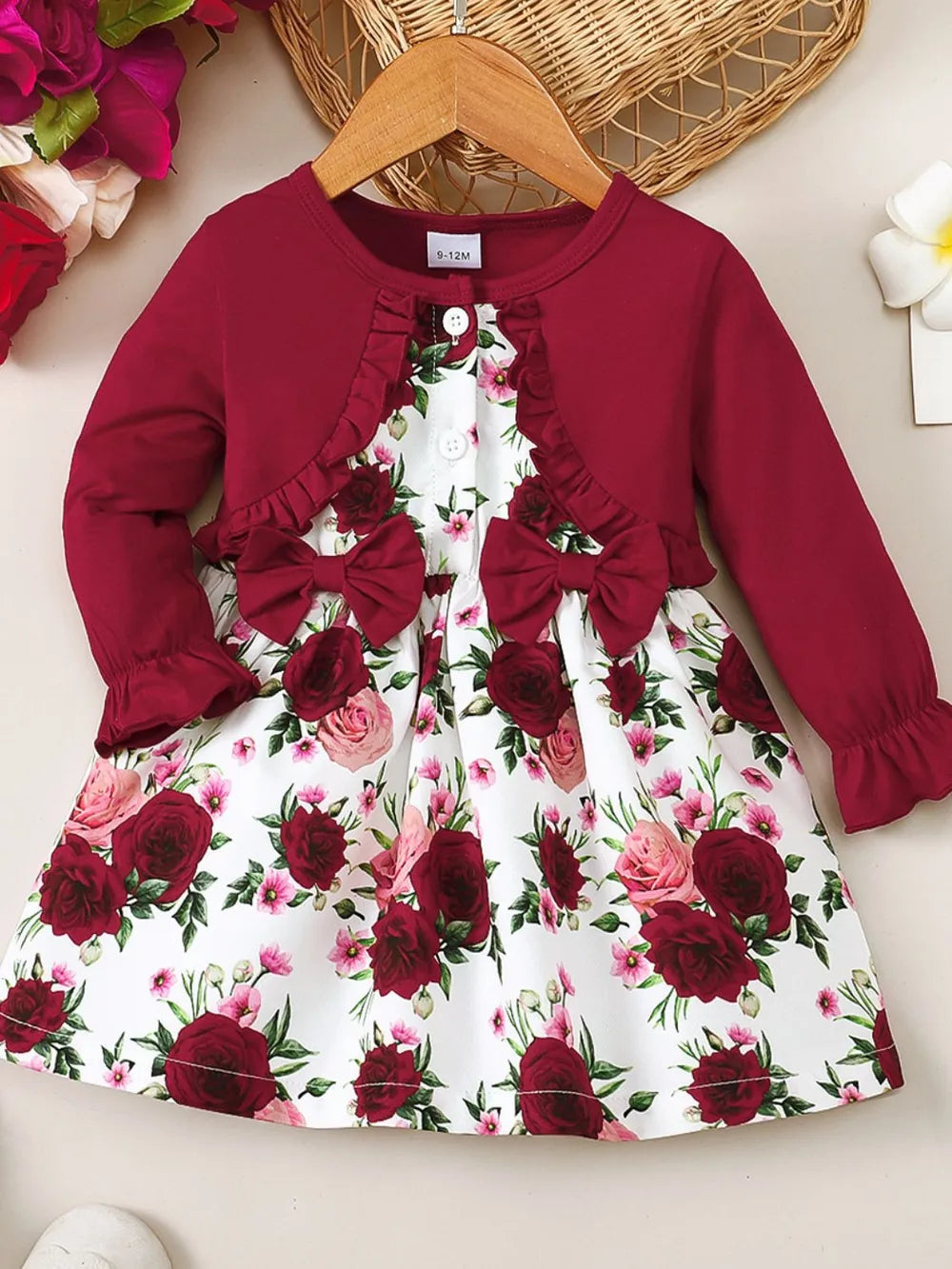 Robe à manches volantées à col rond floral Frill