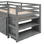 Low Study Twin Loft Bed with Cabinet and Rolling Portable Desk - Gray (OLD SKU :LP000113AAE) - Korvel
