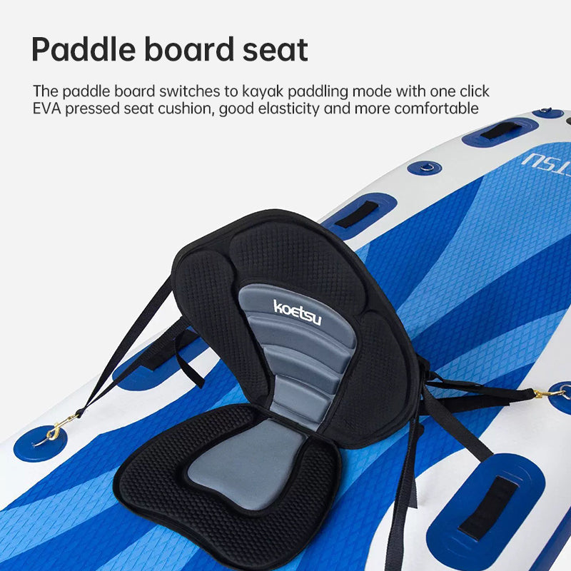 Adjustable padded seat for kayaks, paddleboards, canoes, with backrest, suitable for kayak, canoe, rafts, fishing. - Korvel