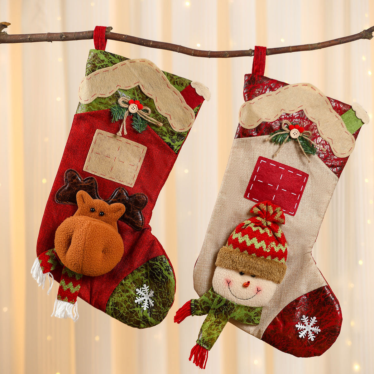 3D Cartoon Christmas Stockings - Festive Holiday Decor