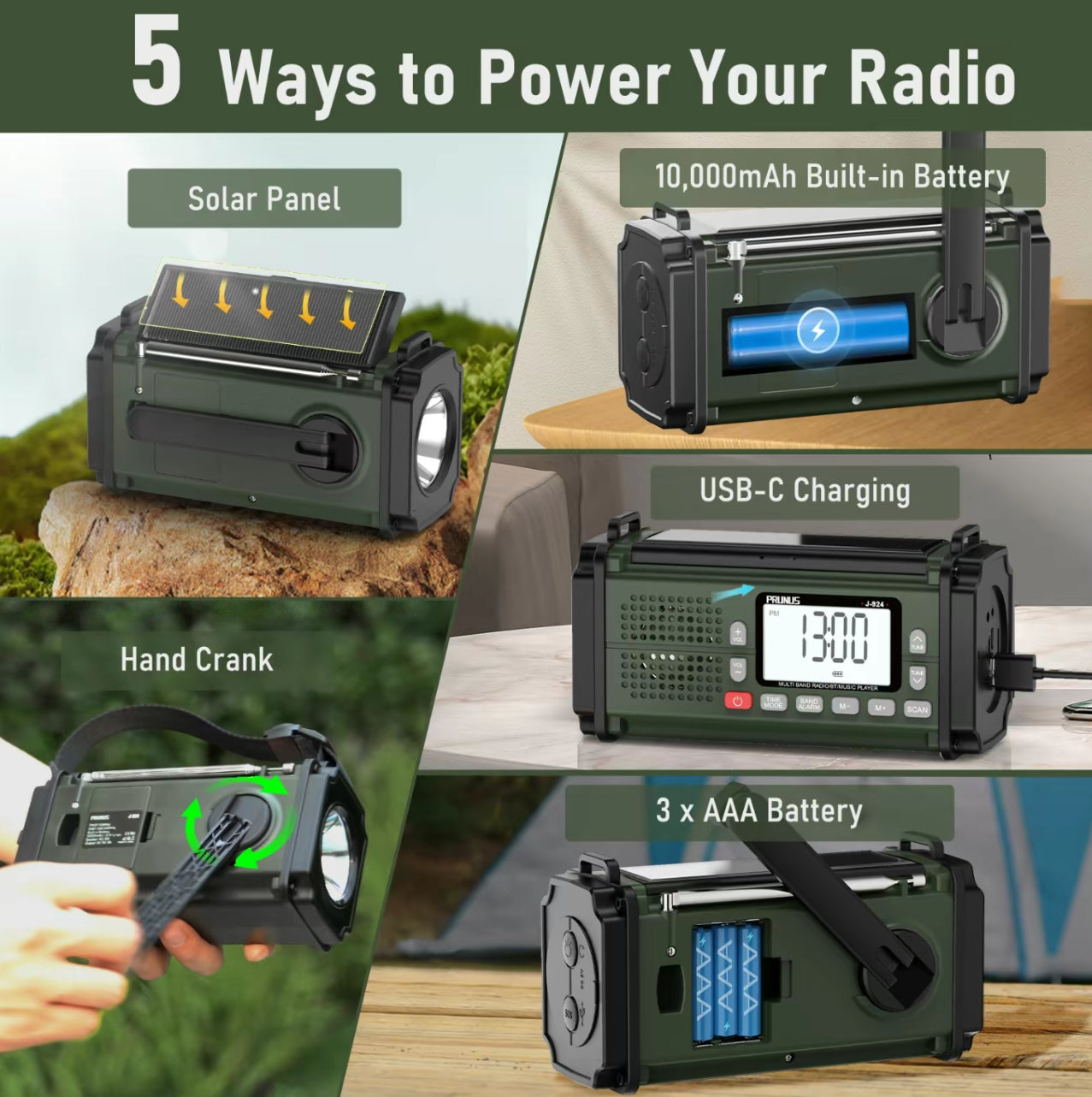 Radio StormGuard Pro - Radio Meteorológico de Emergencia con Manivela