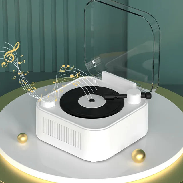 Retro Atomic Vinyl Bluetooth Speaker Hif Sound Long Battery Life Mini Record Player Rotary Speaker with Built-in Battery - Korvel
