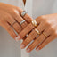 Fashion irregular alloy ring 3-piece set with smooth geometric opening ring set - Korvel