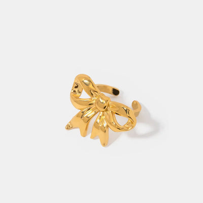 18K Gold-Plated Stainless Steel Bow Ring - Korvel