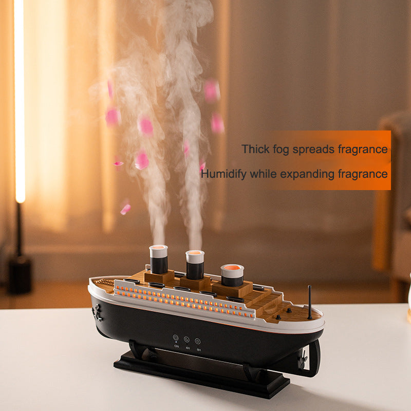 Simulated ship smoke ring aromatherapy machine desktop creative volcano spray jellyfish cruise fragrance humidifier - Korvel