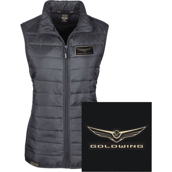 Women's Black Goldwing Puff Vest - Size Large 25-85814 - Korvel