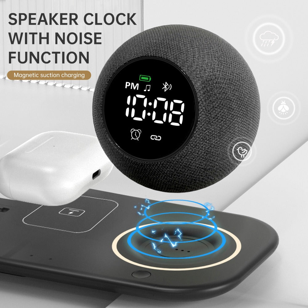 Six in one mobile phone watch headphones wireless charging clock alarm Bluetooth speaker night light - Korvel