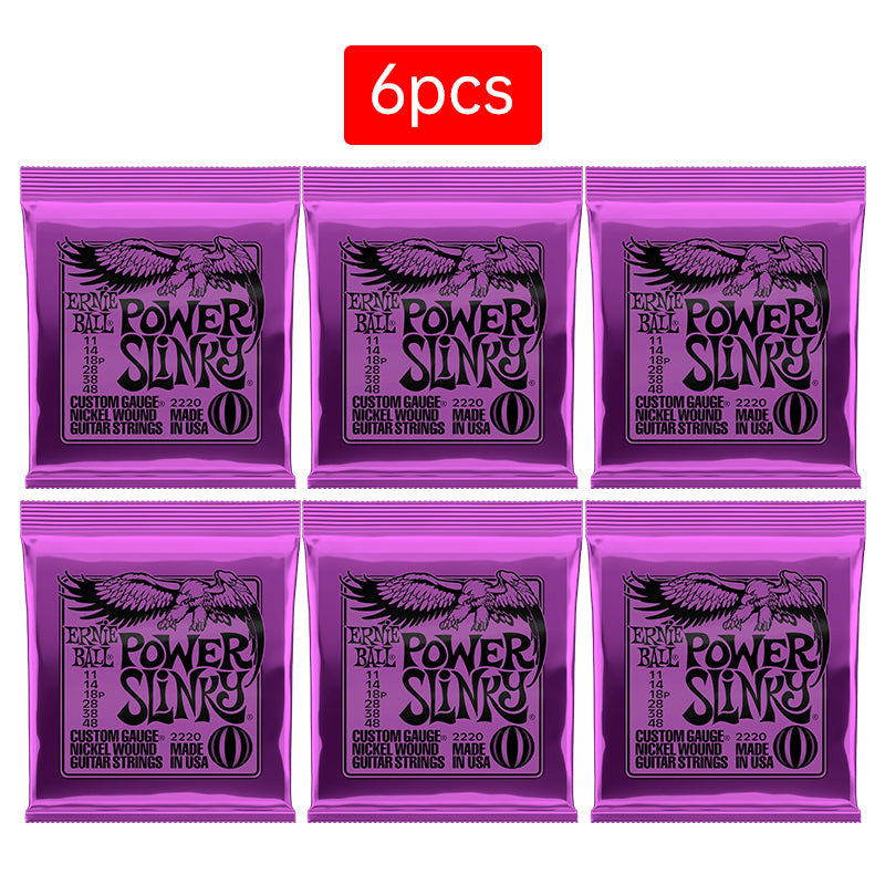 6 sets of Ernie Ball Slinky guitar strings (models 2003, 2215, 2223, 2221, nickel - wound) for electric & acoustic guitars - Korvel