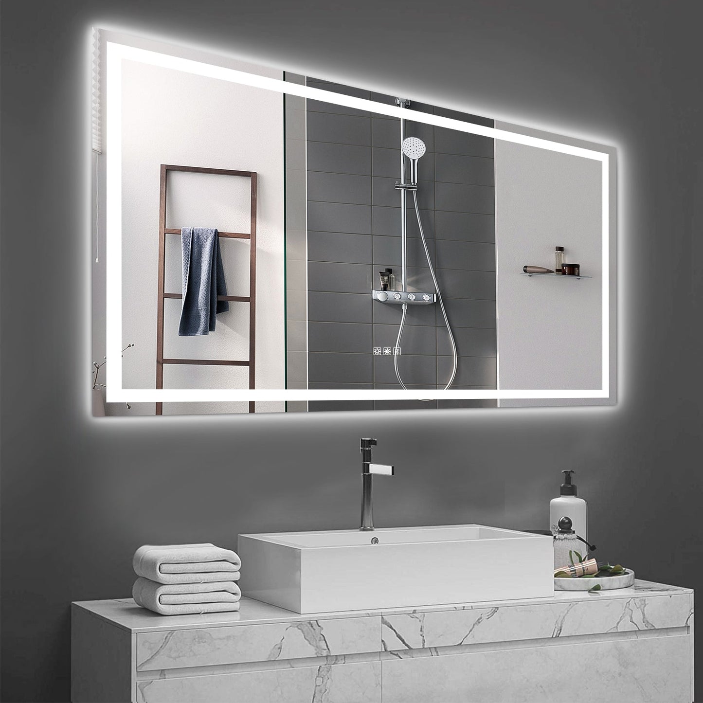 72"×36" LED Mirror Light Bathroom,anti-Fog & Dimming Led Bathroom Vanity Mirror - Korvel