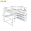 Full Size Loft Bed with Storage Shelves and Under-bed Desk  White - Korvel