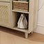 Natural Bohemian style shoe cabinet with 3 rattan flip drawers, 3 square shelves, and 1 storage drawer,  Natural - Korvel