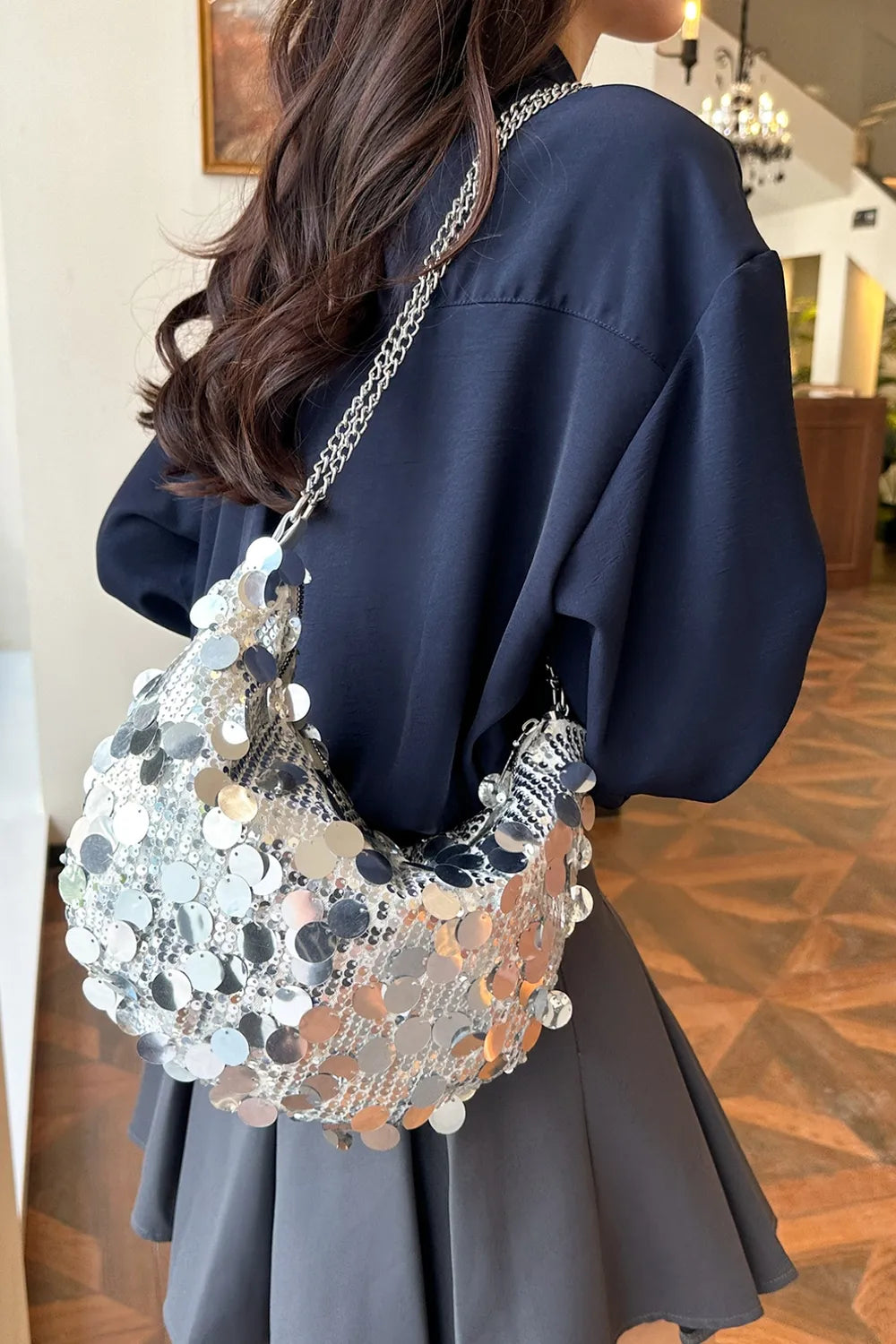 Sequin Chain Crossbody Bag - Korvel