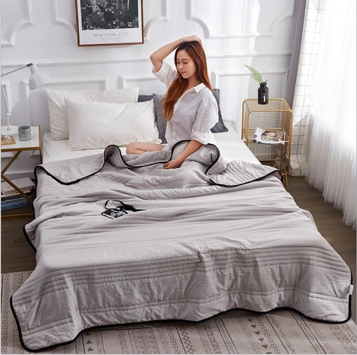 Summer Quilt Air Conditioning Quilt Solid Color Quilted Single and Double Quilt Vacuum Solid Color Summer Cool Quilt - Korvel