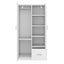 Wooden Wardrobe with Double Doors, Armoire with Hanging Rod, 5 Fixed Shelves, One Storage Drawer,White - Korvel