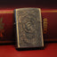 Retro Windproof Kerosene Lighter with Bronze Relief Design