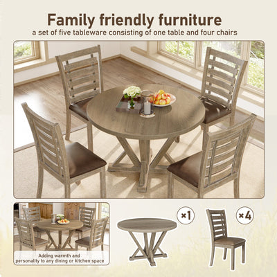 Set of 2 Modern Farmhouse Dining Chairs - Distressed Solid Wood