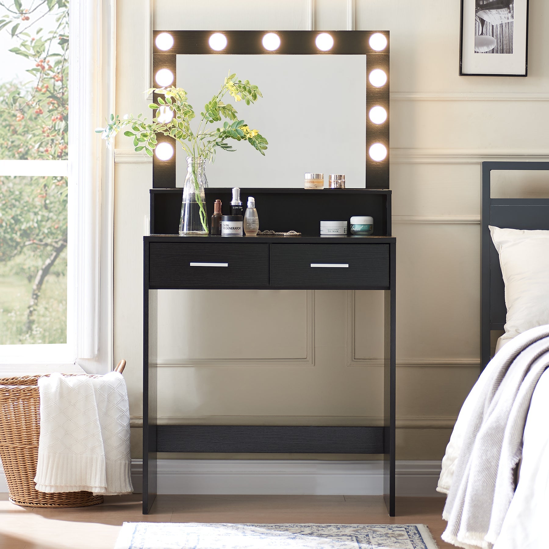 Makeup Vanity Desk with Mirror & Light - Korvel