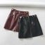High Waist Slim Zipper A-Line PU Leather Mini Skirt