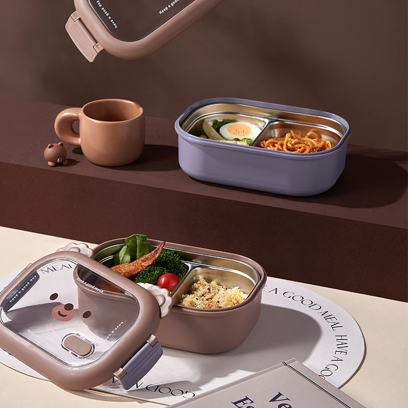 Cute Bear Stainless Steel Compartment Lunch Box
