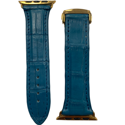 Ocean Blue Matte Alligator Apple Watch Band