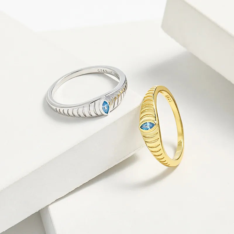 925 Sterling Silver Inlaid Zircon Ring - Korvel