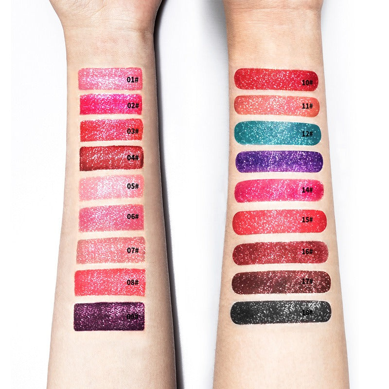 18 Colors Shiny Lip Gloss for Women Long Lasting Matte Glitter Liquid Lipstick Diamond Shiny Lip Gloss Waterproof Lip Makeup - Korvel