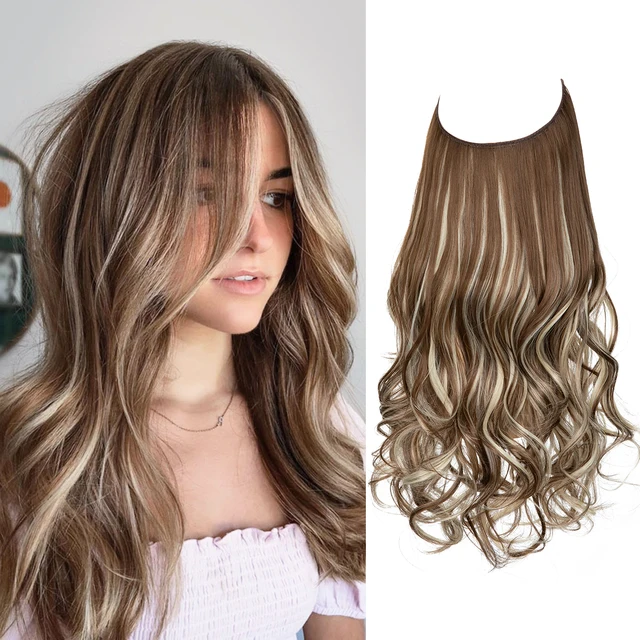 One-piece women's hair extension piece with abundant hair volume U-shaped fishing line invisible and natural long curly hair - Korvel