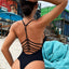 Cutout Plunge Spaghetti Strap One-Piece Swimwear - Korvel