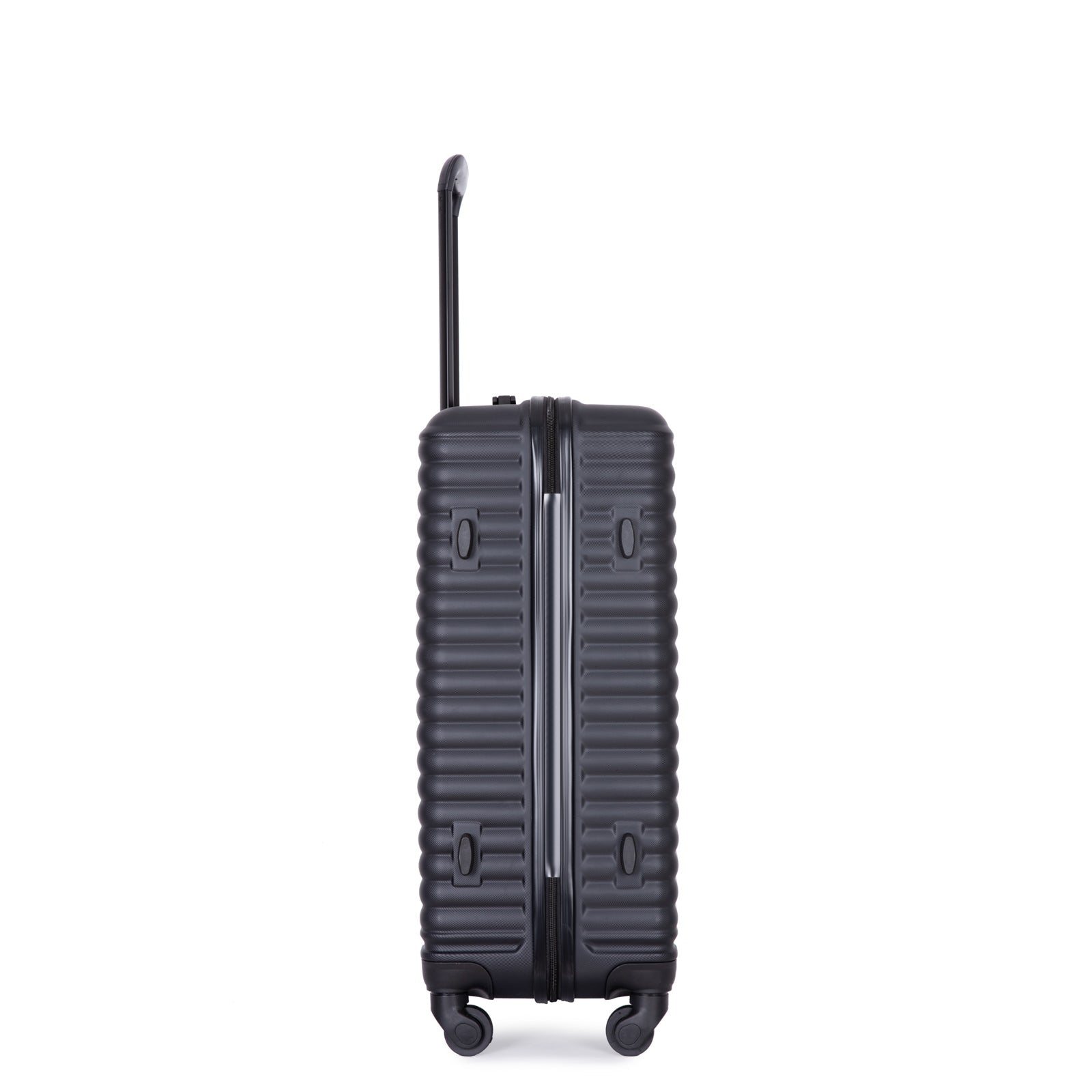 3 Piece Luggage Sets ABS Lightweight Suitcase with Two Hooks, Spinner Wheels, TSA Lock, (20/24/28) Black - Korvel