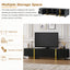 Luxury Fluted TV Stand for TVs Up to 80'', Modern Entertainment Center with Storage Cabinets & Drawers Black - Korvel