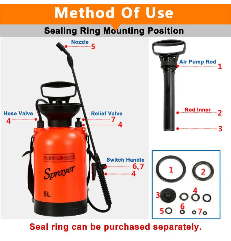 3/5L Pressure Sprayer Air Compression Pump Hand Pressure Sprayers Agricultural Gardening Watering Plant Lawn Spray Bottle - Korvel