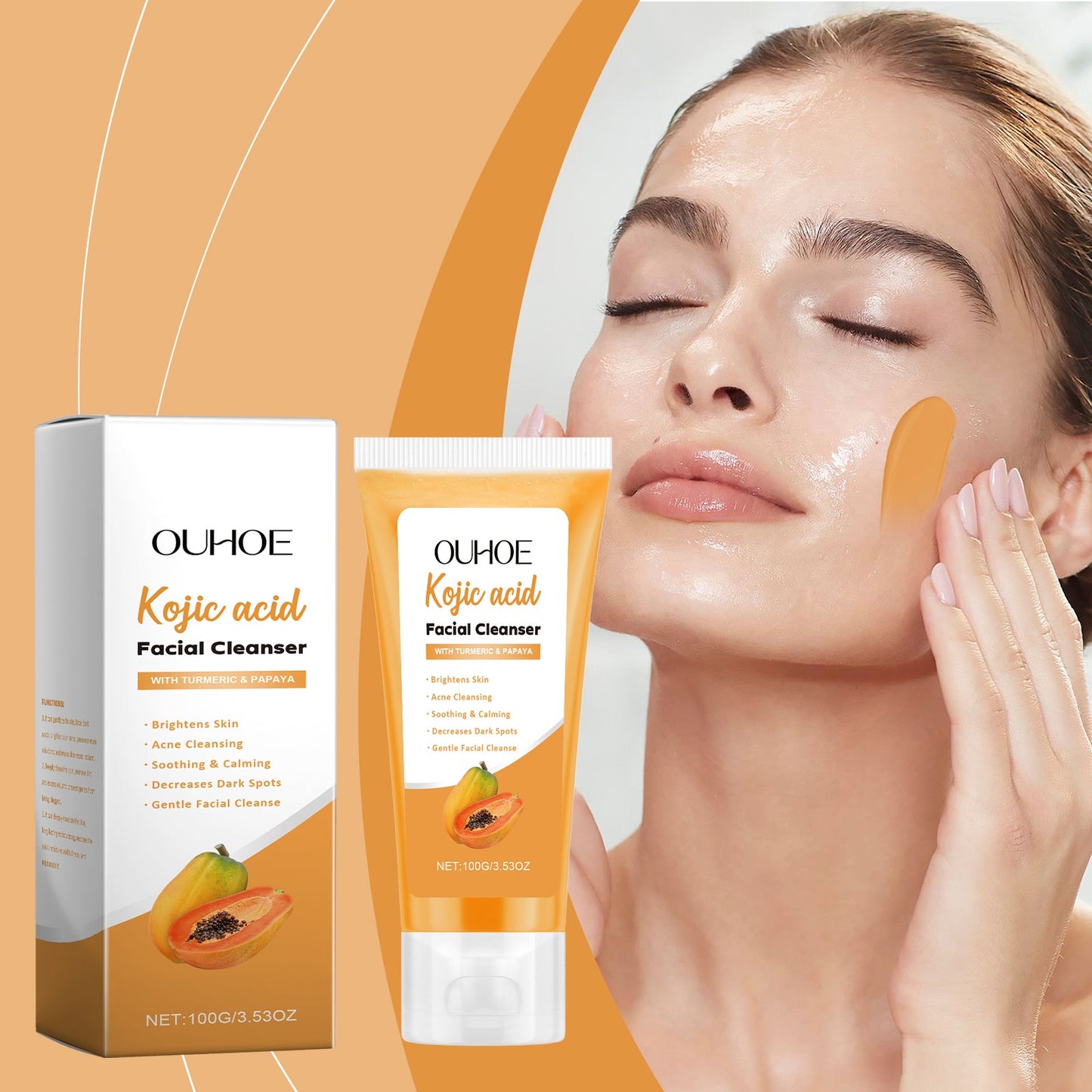 Papaya Facial Cleanser Cleans Pores, Balances Oils And Moisturizes And Moisturizes Skin - Korvel