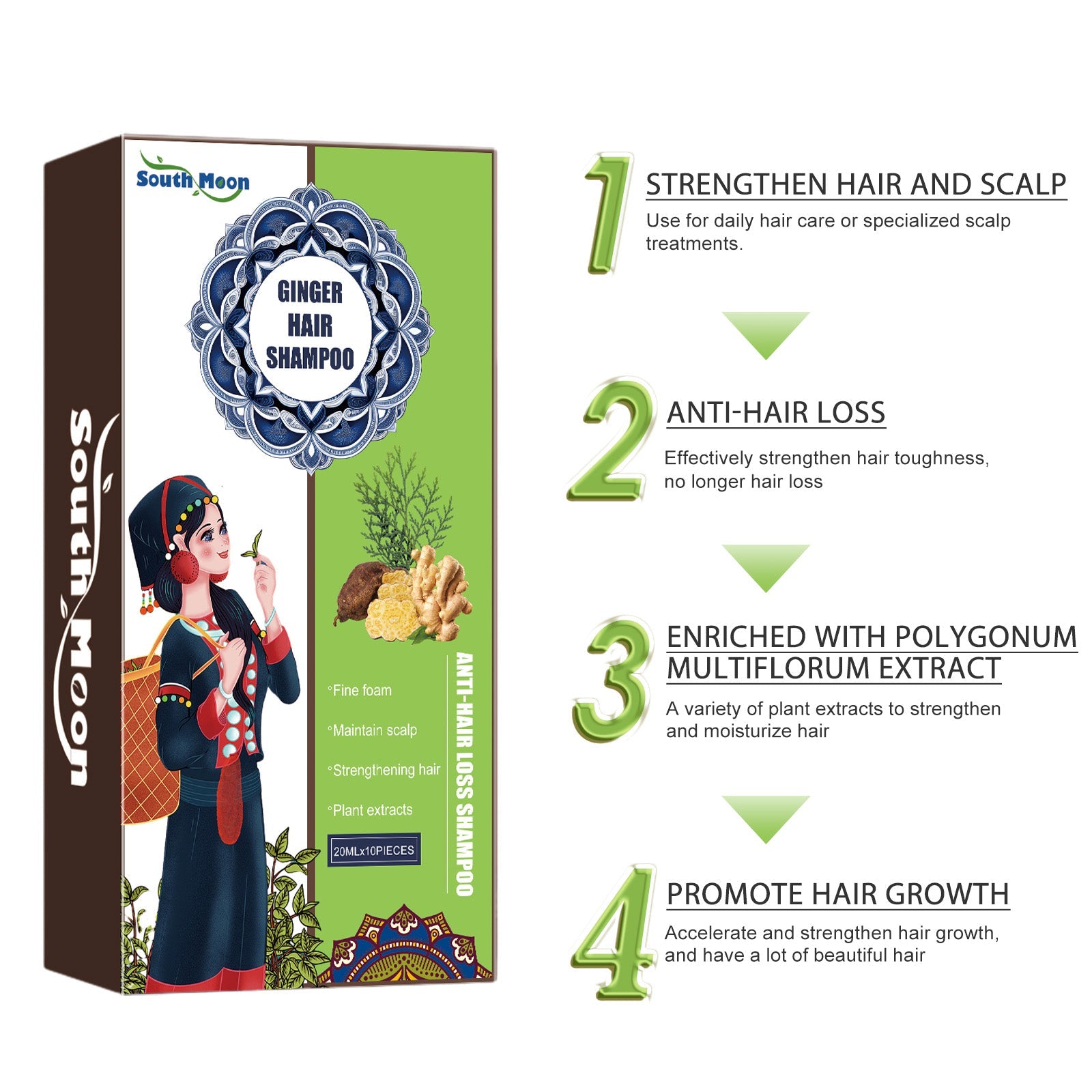 Ginger Care Shampoo Scalp Cleansing, Anti-Break Nourishing Root Strengthening Shampoo - Korvel