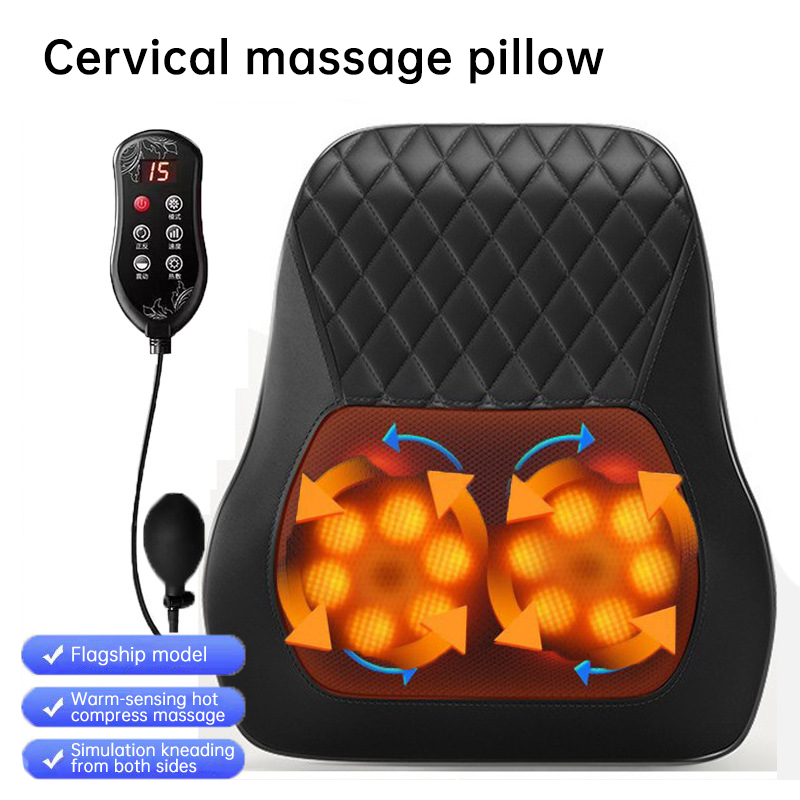Deep Kneading Neck Shoulder Heat Relax Massage Pillow - Korvel