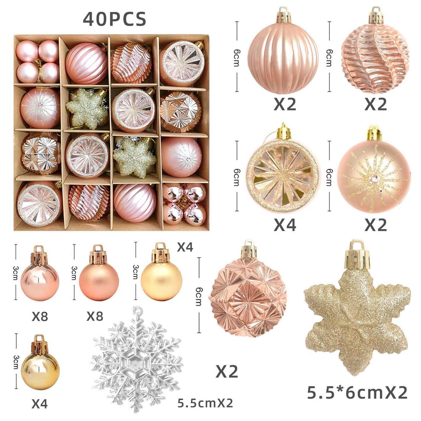 Christmas decoration 6cm electroplated ball plastic ball special-shaped painted Christmas ball gift Christmas tree pendant - Korvel