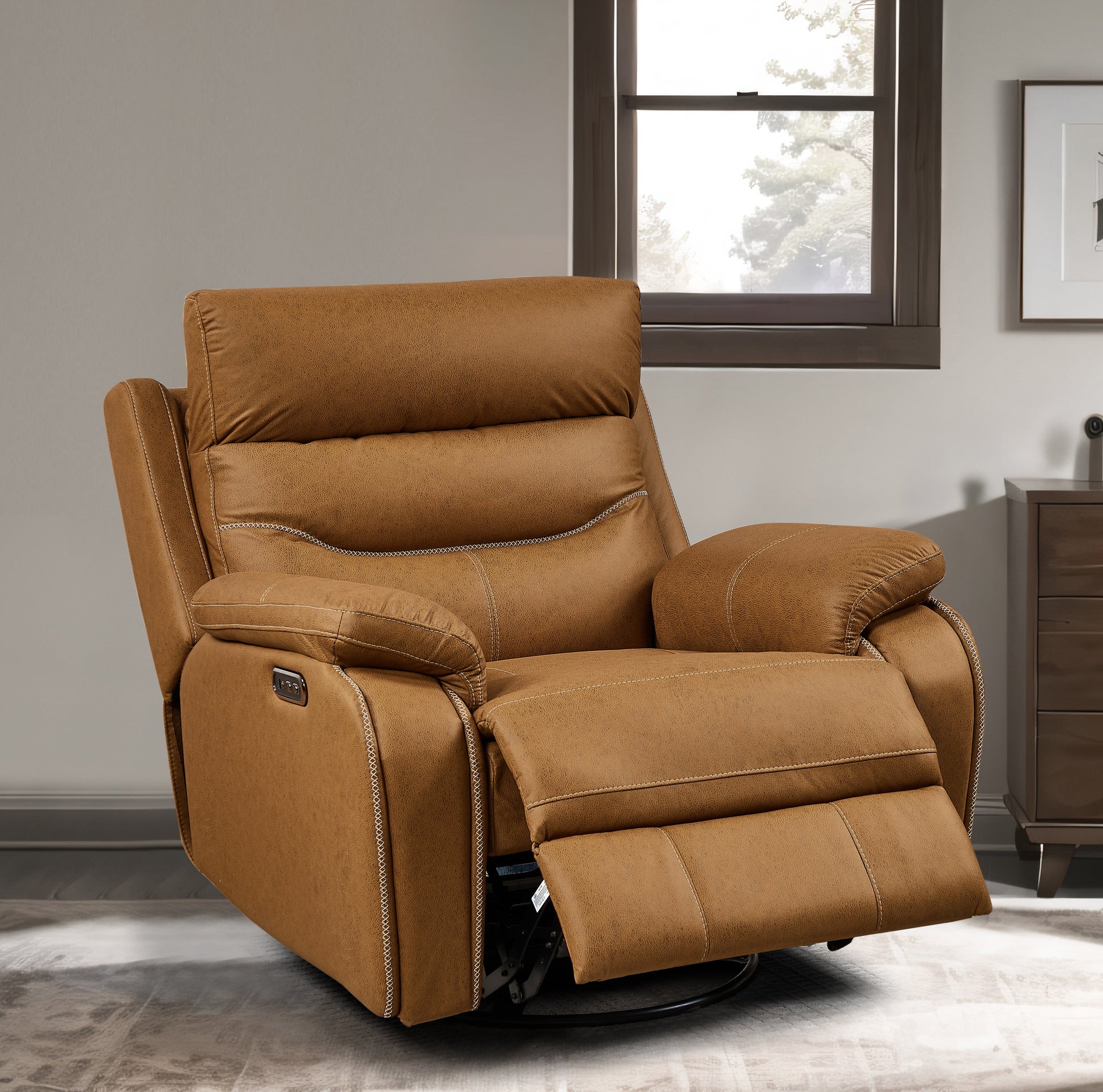 Liyasi Dual OKIN Motor Rocking and 240 Degree Swivel Single Sofa Seat recliner Chair Infinite Position - Korvel