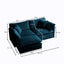 Chenille double sofa with 1 foot pedal, 2 seats L-shaped section, Ottoman style blue Chenille - Korvel