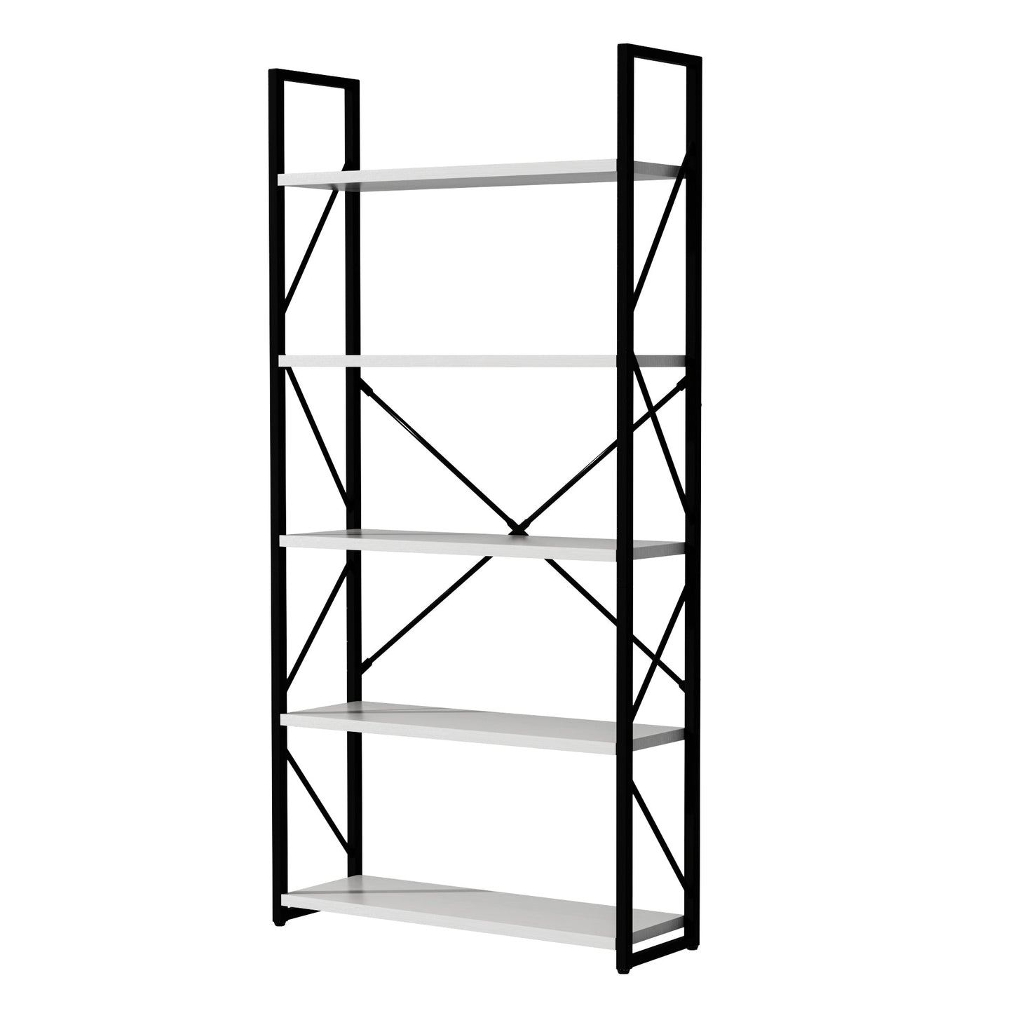 5-Tier Bookshelf, Freestanding White Book Shelf Modern Minimalist Open Display Storage Book Shelves Standing Shelving Unit White - Korvel