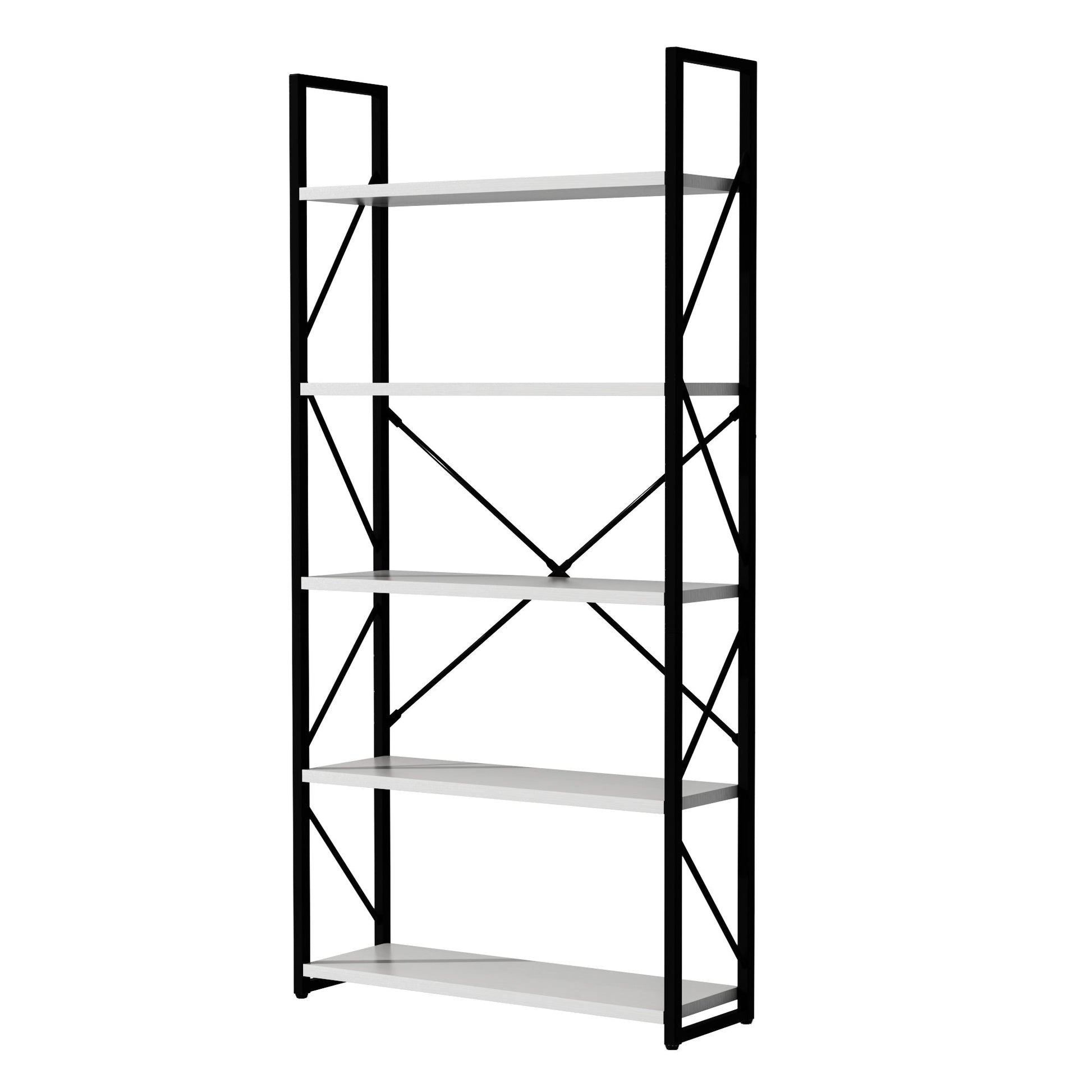 5-Tier Bookshelf, Freestanding White Book Shelf Modern Minimalist Open Display Storage Book Shelves Standing Shelving Unit White - Korvel