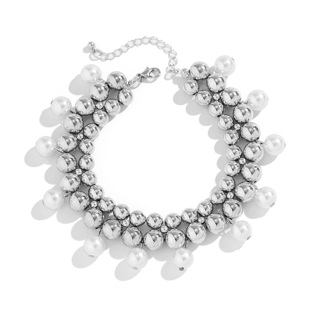 Vacation style beach imitation pearl ankle chain women's simple double-layer CCB round bead bead Anklet foot decoration - Korvel