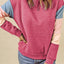 Color Block Round Neck Long Sleeve Sweatshirt - Korvel