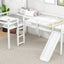 Lit mezzanine en forme de L pour enfant avec échelle et toboggan - Blanc