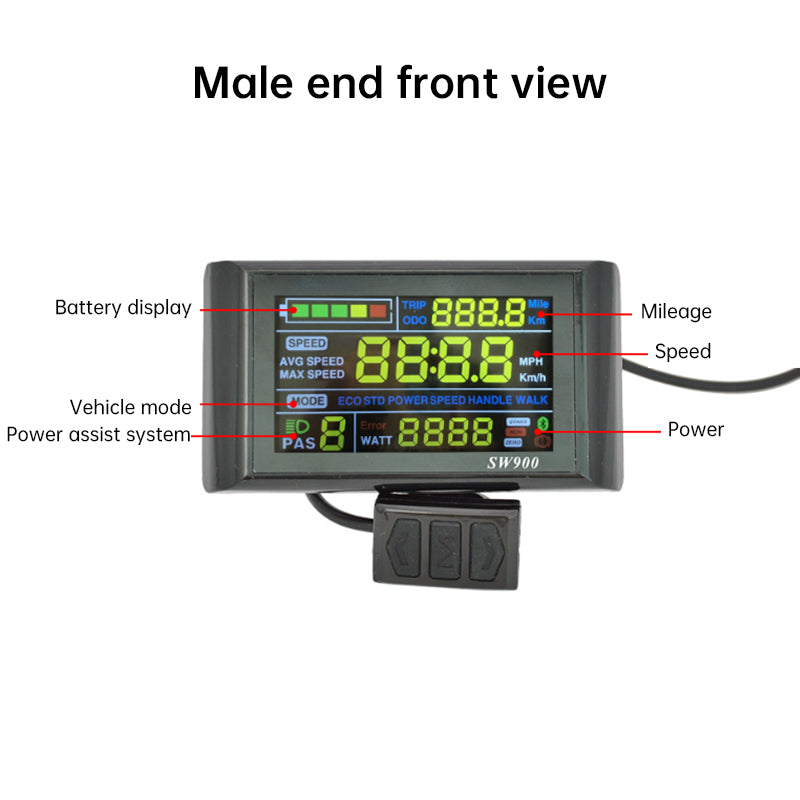 5/6-pin SW900 color smart meter, e-scooter/mountain bike LCD data display modification part. - Korvel