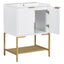 24" Bathroom Vanity with Sink, Bathroom Vanity Cabinet with Two Doors and Gold Metal Frame, Open Storage Shelf, White - Korvel