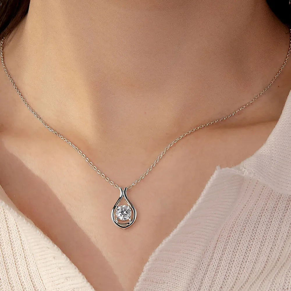 2 Carat Moissanite 925 Sterling Silver Pendant Necklace - Korvel