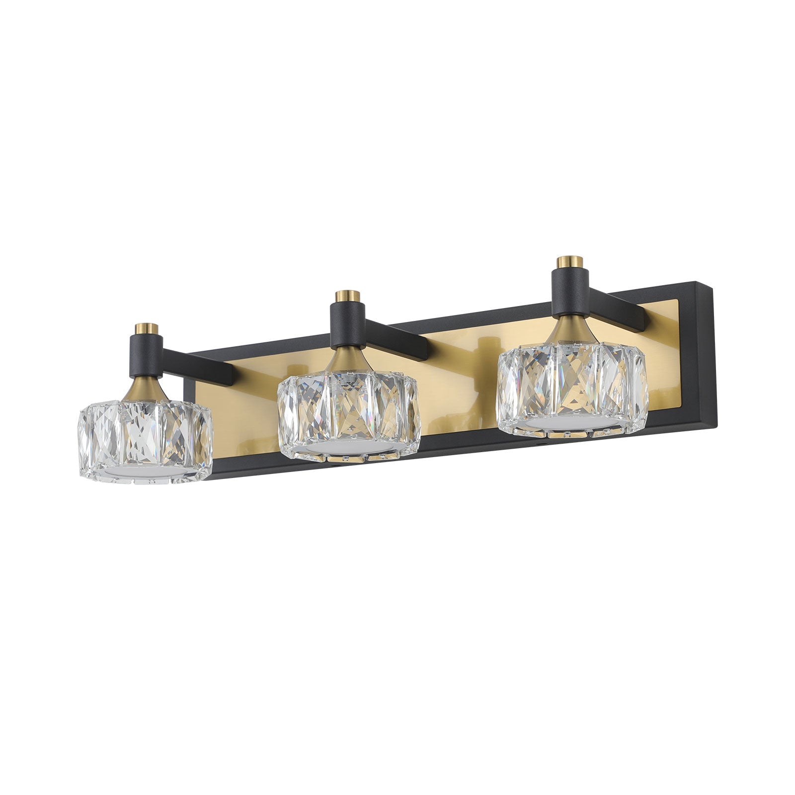 LED 3-Light Modern Crystal Bathroom Vanity Light Over Mirror Bath Wall Lighting Fixtures - Korvel