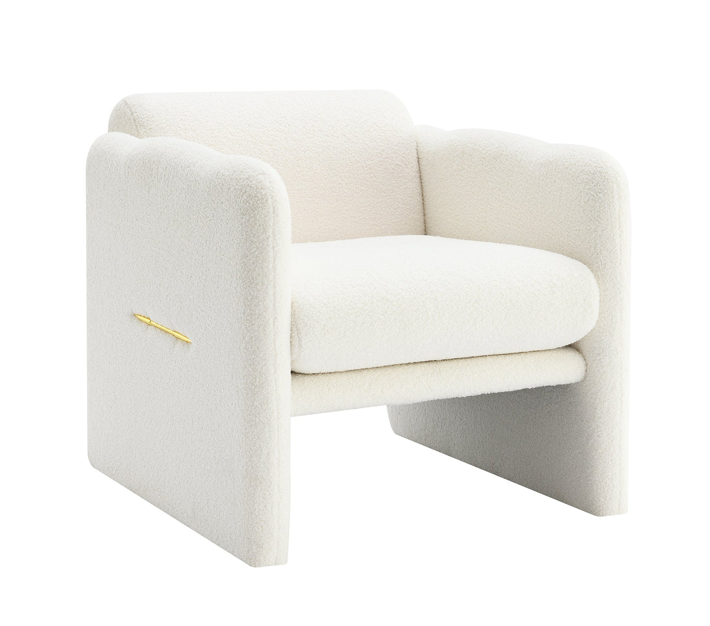 Sofá Blanco Elegante con Reposabrazos Ondulados y Accentos Metálicos