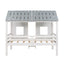 Twin Size Low Loft House Bed with Roof and Two Front Windows White - Korvel